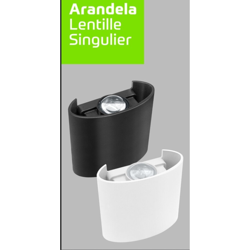 Arandela Led Lentille Singulier Preta 3000k 2w Lumanti Preto 127/220v Arandela Led Lentille Singulier Preta 3000k 2w Lumanti Preto 127/220v