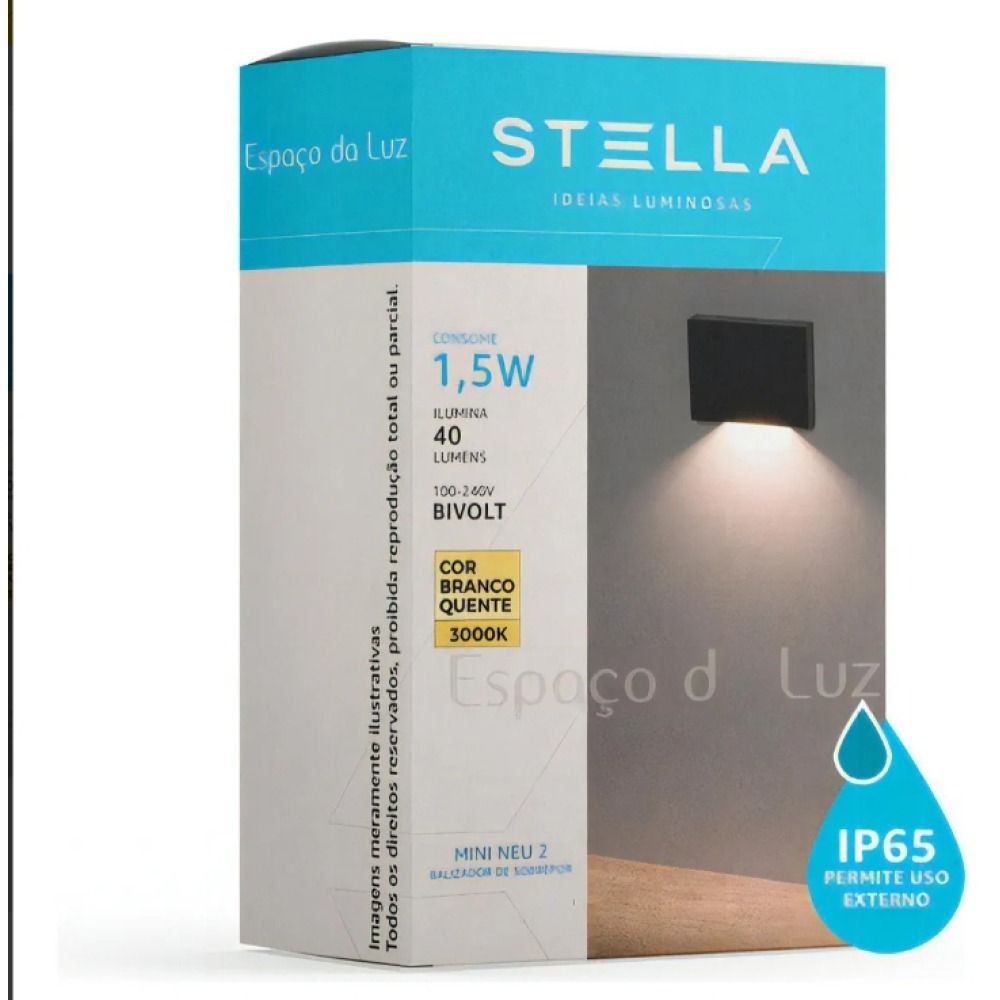 Balizador Mini Neu2 Sobrepor Led 1,5w Sth8745 Sth8746 Stella Cor Da Estrutura Branco - 3000k Balizador Mini Neu2 Sobrepor Led 1,5w Sth8745 Sth8746 Stella Cor Da Estrutura Branco - 3000k