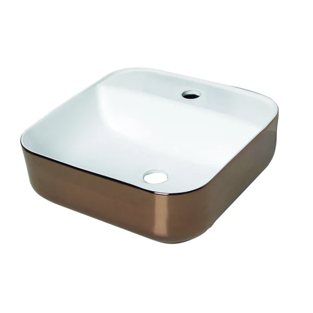 Cuba De Apoio Com Mesa Branca E Rose Gold Lexxa LX423RGW