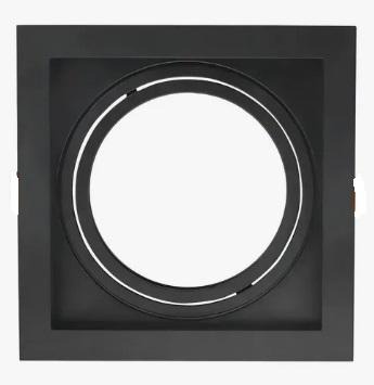 EMBUTIDO AR111 QUADRADO RECUADO DIRECIONÁVEL TERMOPLÁSTICO PRETO