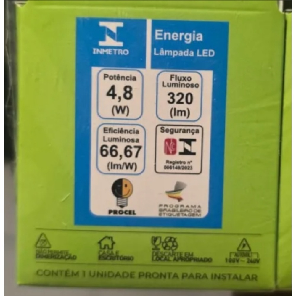 Lâmpada Led Dicróica Lumanti Mr16 4,8w 3000k Gu10 Bivolt 320lm 127/220v Lâmpada Led Dicróica Lumanti Mr16 4,8w 3000k Gu10 Bivolt 320lm 127/220v