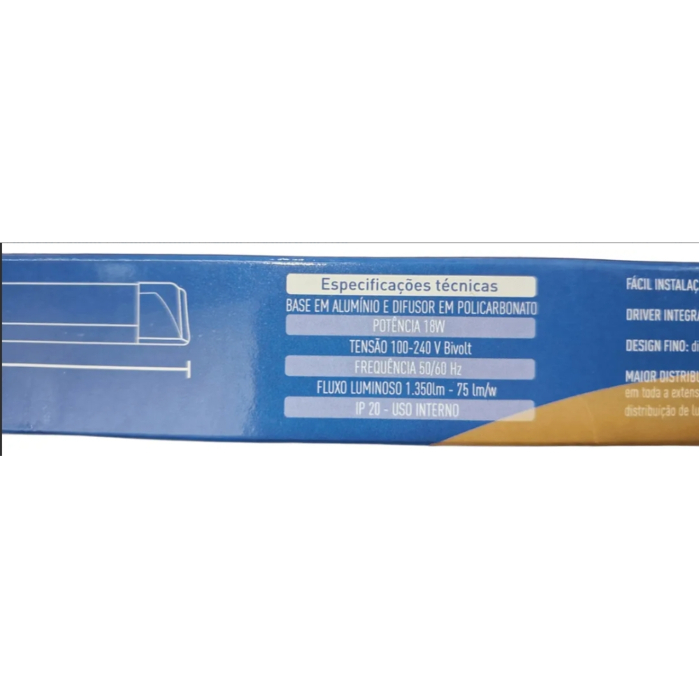 Luminária Slim Led Linear 18w Sobrepor 3000k Flat 127/220v Branco Luminária Slim Led Linear 18w Sobrepor 3000k Flat 127/220v Branco