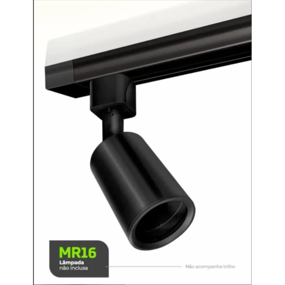 Spot Tube Luminária Trilho Preto Para Lâmpada Mr16 Lumanti Spot Tube Luminária Trilho Preto Para Lâmpada Mr16 Lumanti