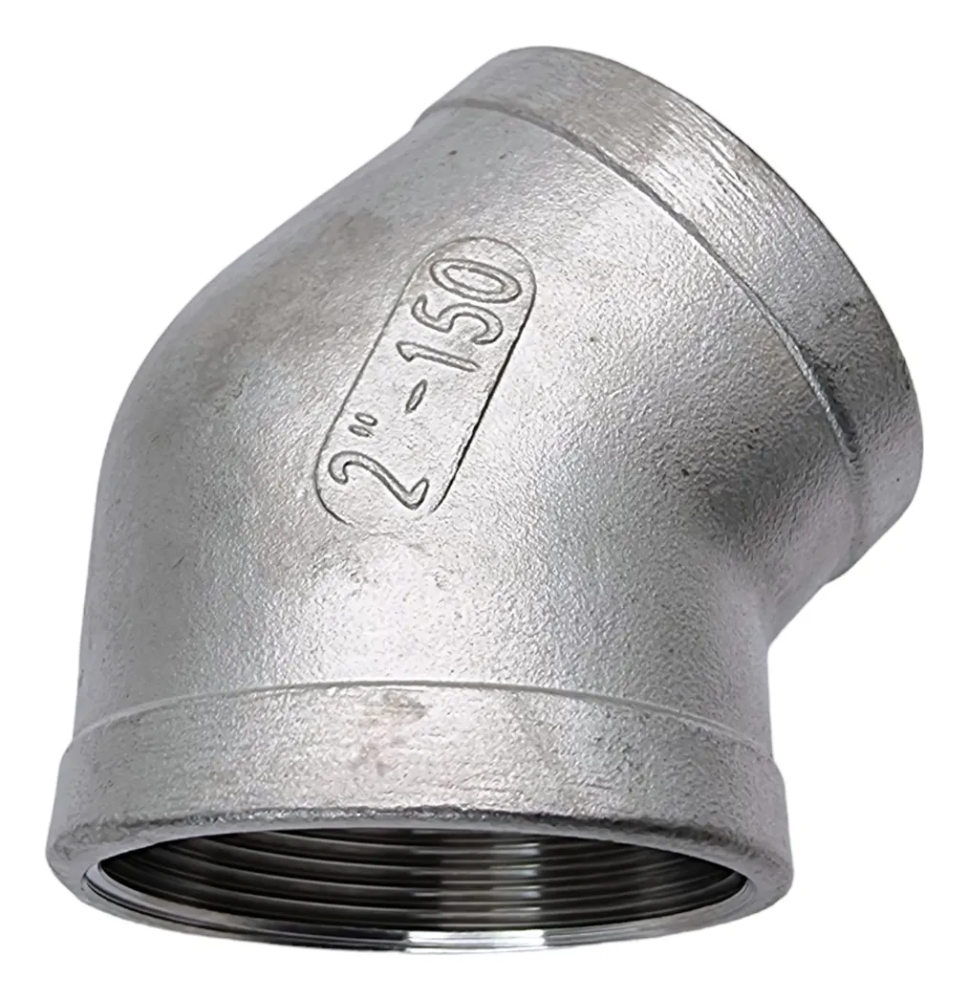 COTOVELO 45 INOX 304 ROSC(BSP)150LBS 1/2