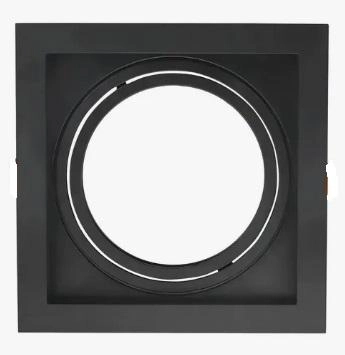 EMBUTIDO AR111 QUADRADO RECUADO DIRECIONÁVEL TERMOPLÁSTICO PRETO