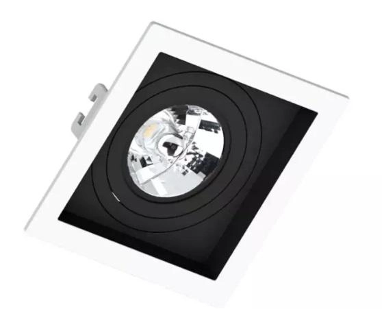 EMBUTIDO AR70 QUADRADO RECUADO DIRECIONÁVEL TERMOPLÁSTICO BRANCO COM FUNDO PRETO