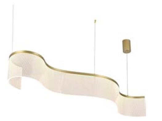 PENDENTE LED SINUOUS DOURADO E ACRILICO TRANSPARENTE 45W 3000K 150cm